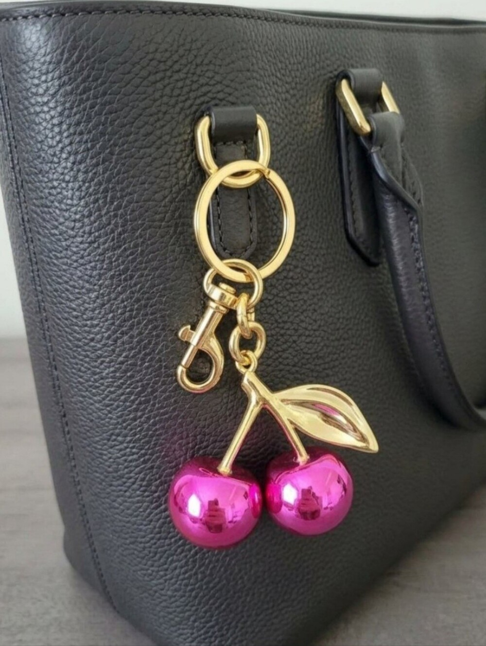 Hot Pink Cherry Bag Charm Keychain NWOT